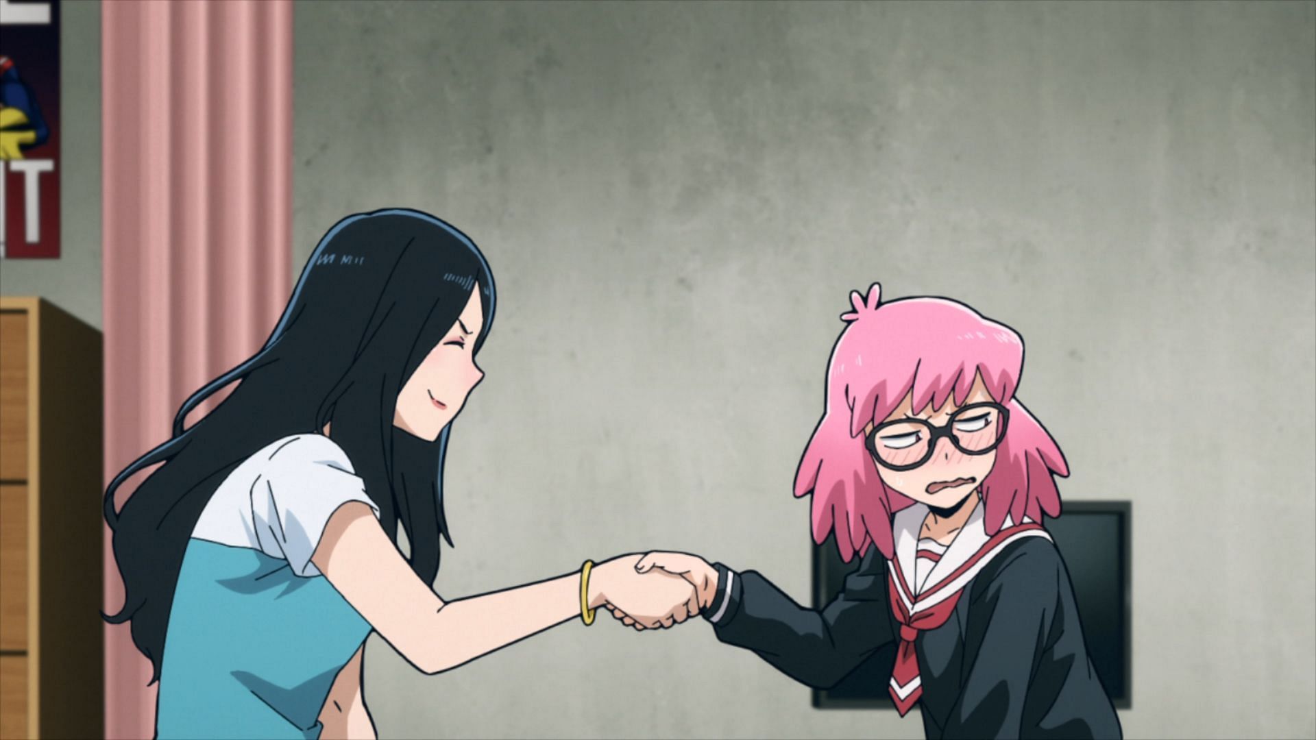 Makoto and Pop shake hands (Image via Bones Film)